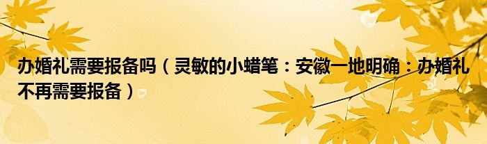 办婚礼需要报备吗（灵敏的小蜡笔：安徽一地明确：办婚礼不再需要报备）