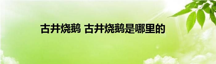 古井烧鹅 古井烧鹅是哪里的