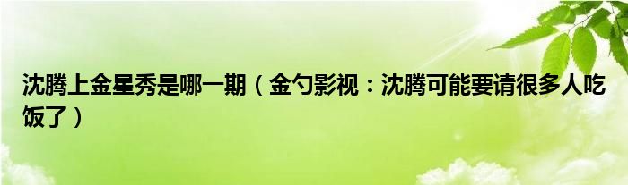 沈腾上金星秀是哪一期（金勺影视：沈腾可能要请很多人吃饭了）