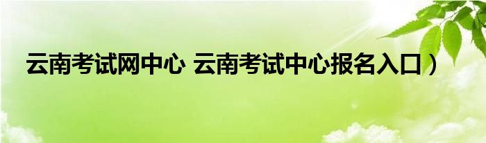 云南考试网中心 云南考试中心报名入口）