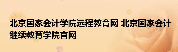 北京国家会计学院远程教育网 北京国家会计继续教育学院官网