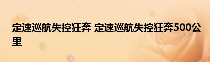 定速巡航失控狂奔 定速巡航失控狂奔500公里