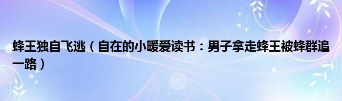 蜂王独自飞逃（自在的小暖爱读书：男子拿走蜂王被蜂群追一路）