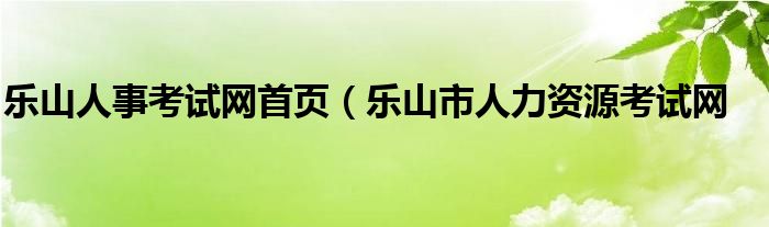 乐山人事考试网首页（乐山市人力资源考试网