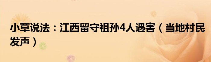 小草说法：江西留守祖孙4人遇害（当地村民发声）