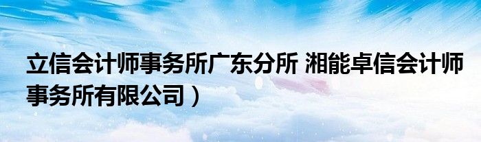 立信会计师事务所广东分所 湘能卓信会计师事务所有限公司）