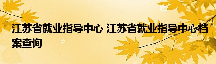 江苏省就业指导中心 江苏省就业指导中心档案查询