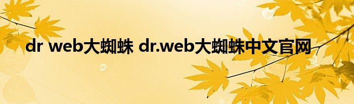 dr web大蜘蛛 dr.web大蜘蛛中文官网