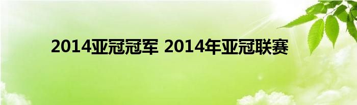 2014亚冠冠军 2014年亚冠联赛