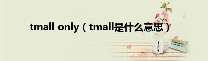 tmall only（tmall是什么意思）