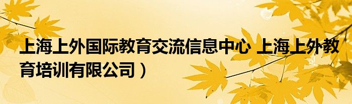 上海上外国际教育交流信息中心 上海上外教育培训有限公司）