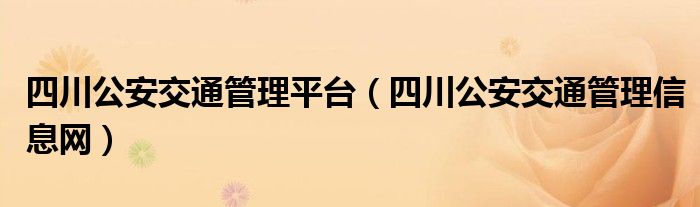 四川公安交通管理平台（四川公安交通管理信息网）