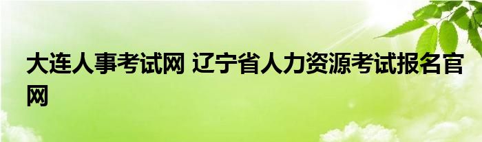 大连人事考试网 辽宁省人力资源考试报名官网