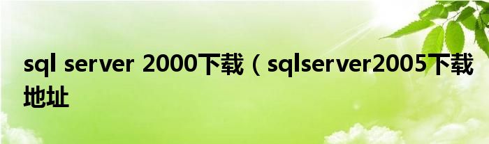 sql server 2000下载（sqlserver2005下载地址