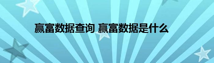 赢富数据查询 赢富数据是什么