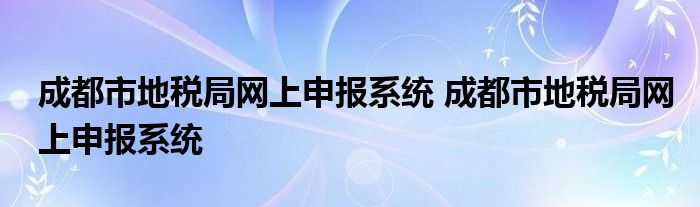 成都市地税局网上申报系统 成都市地税局网上申报系统