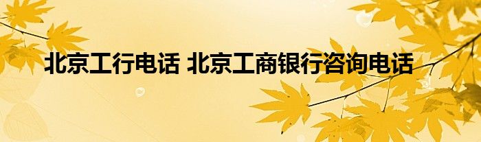 北京工行电话 北京工商银行咨询电话