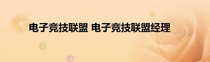 电子竞技联盟 电子竞技联盟经理