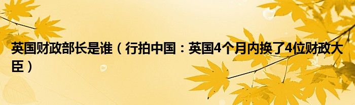 英国财政部长是谁（行拍中国：英国4个月内换了4位财政大臣）