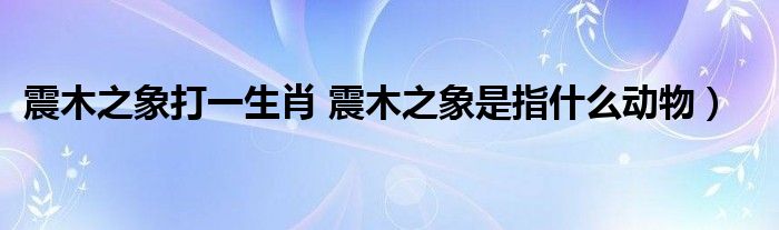 震木之象打一生肖 震木之象是指什么动物）