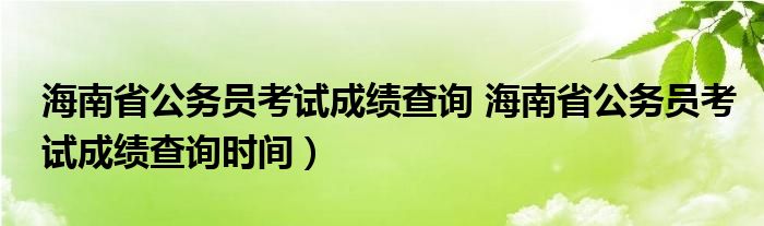 海南省公务员考试成绩查询 海南省公务员考试成绩查询时间）