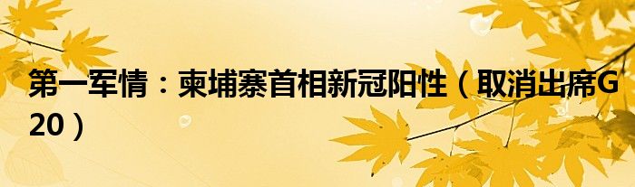 第一军情：柬埔寨首相新冠阳性（取消出席G20）