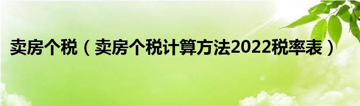 卖房个税（卖房个税计算方法2022税率表）