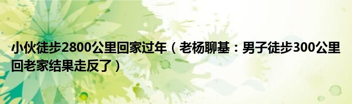 小伙徒步2800公里回家过年（老杨聊基：男子徒步300公里回老家结果走反了）