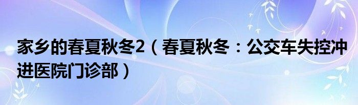 家乡的春夏秋冬2（春夏秋冬：公交车失控冲进医院门诊部）