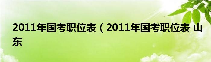 2011年国考职位表（2011年国考职位表 山东