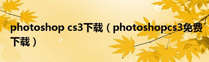 photoshop cs3下载（photoshopcs3免费下载）