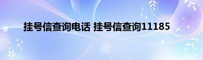 挂号信查询电话 挂号信查询11185