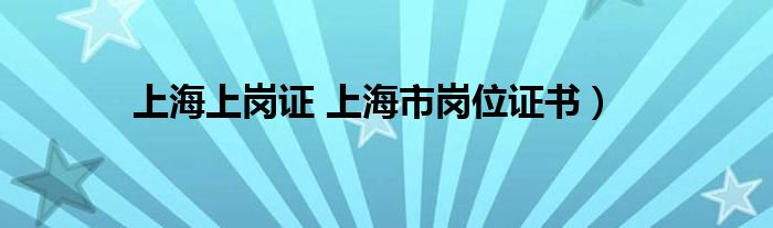 上海上岗证 上海市岗位证书）