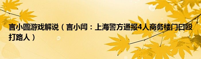 言小圆游戏解说（言小闫：上海警方通报4人商务楼门口殴打路人）