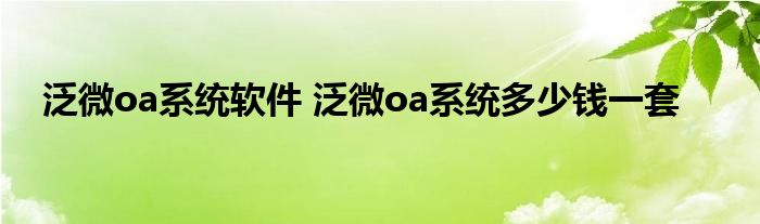 泛微oa系统软件 泛微oa系统多少钱一套