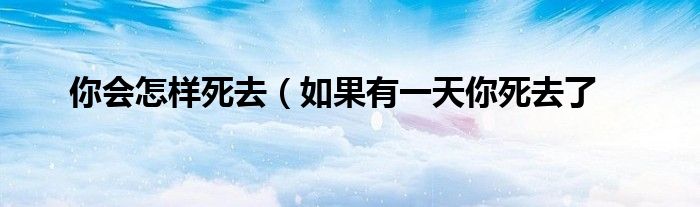 你会怎样死去（如果有一天你死去了