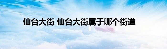 仙台大街 仙台大街属于哪个街道