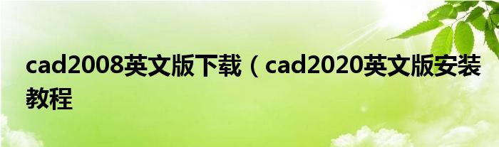 cad2008英文版下载（cad2020英文版安装教程