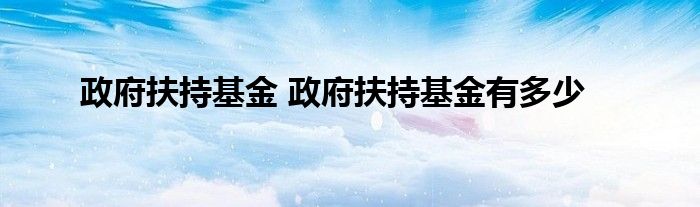 政府扶持基金 政府扶持基金有多少