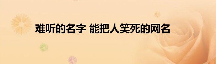 难听的名字 能把人笑死的网名