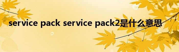 service pack service pack2是什么意思