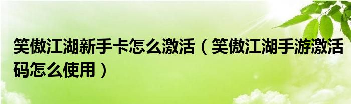 笑傲江湖新手卡怎么激活（笑傲江湖手游激活码怎么使用）