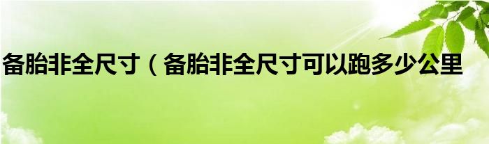 备胎非全尺寸（备胎非全尺寸可以跑多少公里