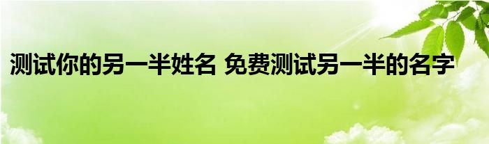 测试你的另一半姓名 免费测试另一半的名字