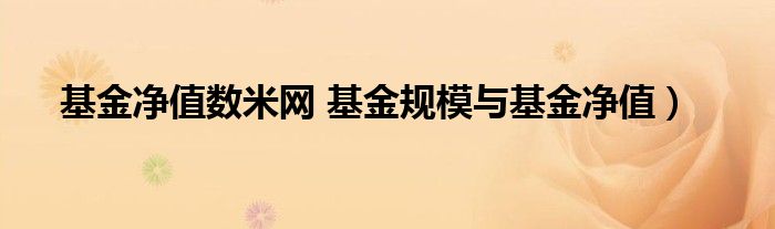 基金净值数米网 基金规模与基金净值）