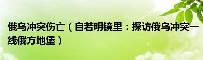 俄乌冲突伤亡（自若明镜里：探访俄乌冲突一线俄方地堡）