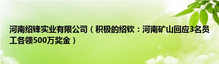 河南绍锋实业有限公司（积极的绍钦：河南矿山回应3名员工各领500万奖金）