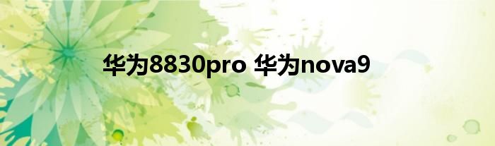 华为8830pro 华为nova9