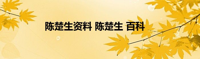 陈楚生资料 陈楚生 百科