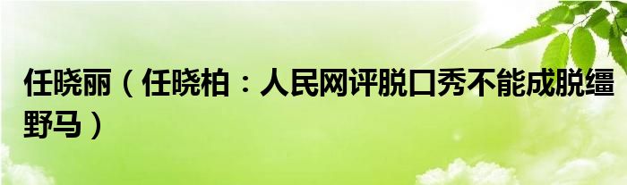 任晓丽（任晓柏：人民网评脱口秀不能成脱缰野马）